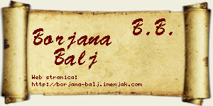 Borjana Balj vizit kartica